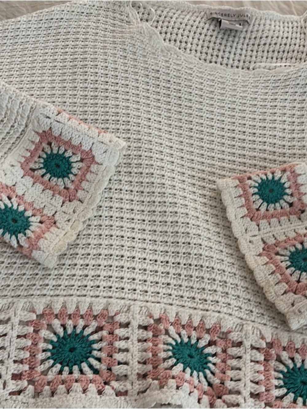 Cream Open-Knit Sweater - junior woman fashion